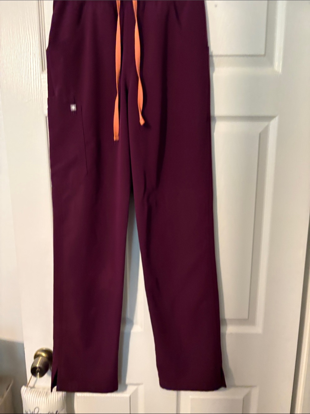 Women’s limited edition deep burgundy figs Drawstring Pants with Orange Accent